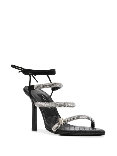 Philipp Plein Crystal-embellished 105mm Strappy Sandals In Black