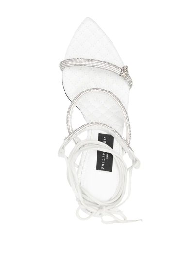 Philipp Plein Crystal-embellished 105mm Strappy Sandals In White