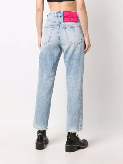 Dsquared2 Distressed Straight-leg Jeans In Blue