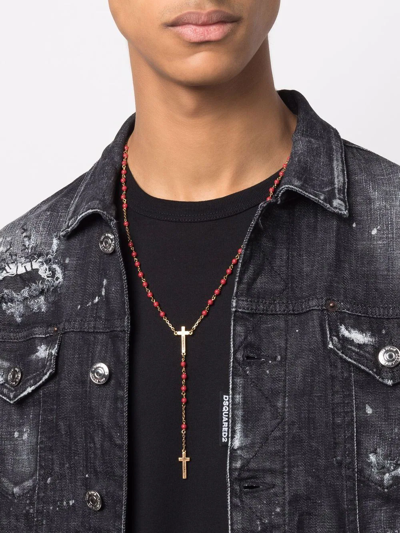 Shop Dsquared2 Cross Pendant Necklace In Gold