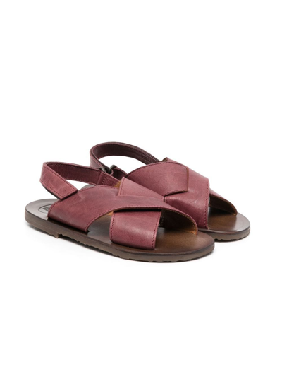 Shop Pèpè Leather Crossover-strap Sandals In Red