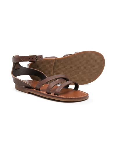 Shop Pèpè Leather Multi-strap Sandals In Brown