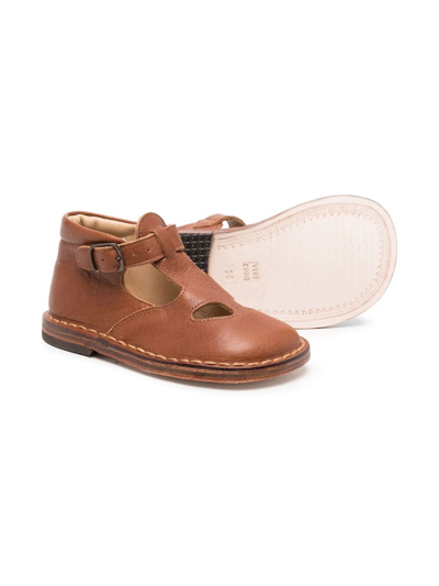 Shop Pèpè Closed-toe Leather Sandals In Brown