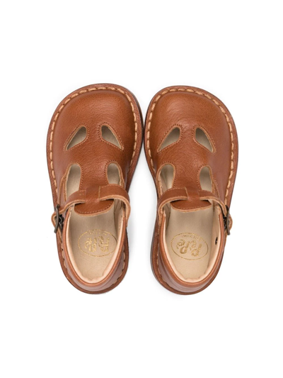 Shop Pèpè Closed-toe Leather Sandals In Brown