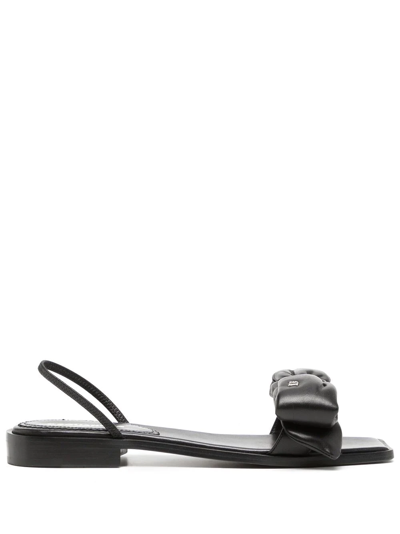 Shop Dsquared2 Leather Bow Sandals In Black