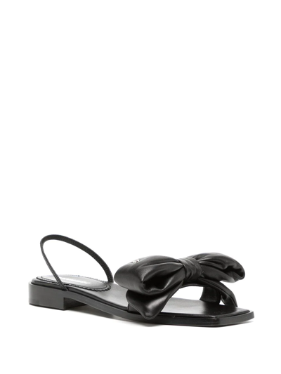 Shop Dsquared2 Leather Bow Sandals In Black