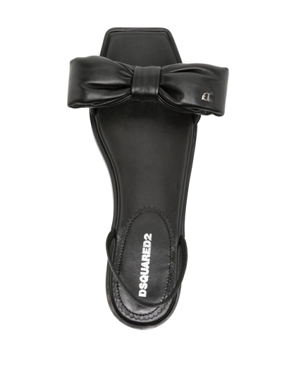 Shop Dsquared2 Leather Bow Sandals In Black