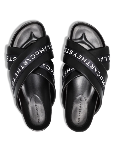Stella Mccartney Vesta Eco Alt Logo Crisscross Sandals In Black