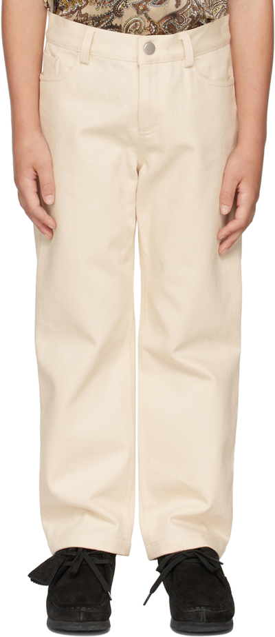 Shop Boysmans Kids Off-white Cotton Trousers