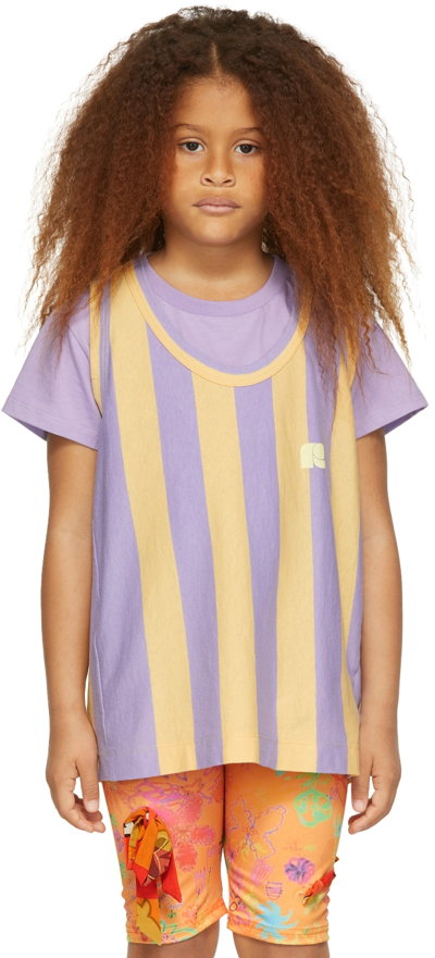 Shop Repose Ams Kids Yellow & Purple Singlet Tank Top In Lilac Sun B-stripe