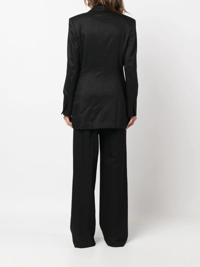 Pre-owned Gianfranco Ferre 1990s Metallic-threading Double-breasted Suit In Black