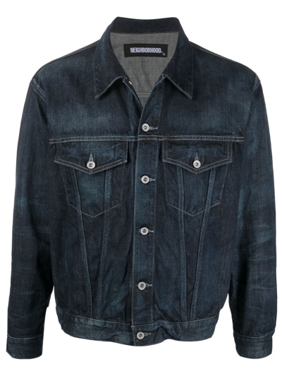 Shop Neighborhood Stockman Washed Denim Jacket In Blue