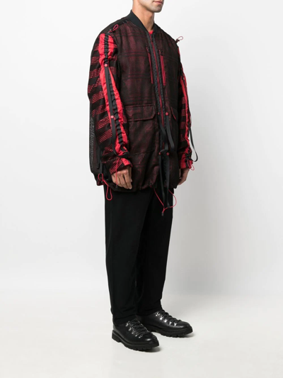 White Mountaineering Mesh Panelled Zip-up Jacket In Black