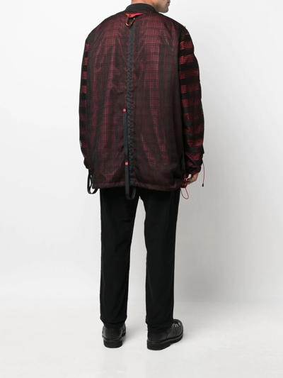 White Mountaineering Mesh Panelled Zip-up Jacket In Black