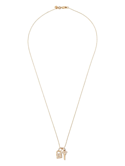 Sydney Evan 14kt Yellow Gold Lock Key Diamond Pendant Necklace In Gold