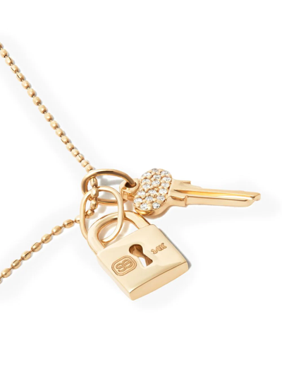 Sydney Evan 14kt Yellow Gold Lock Key Diamond Pendant Necklace In Gold