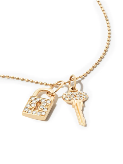Sydney Evan 14kt Yellow Gold Lock Key Diamond Pendant Necklace In Gold