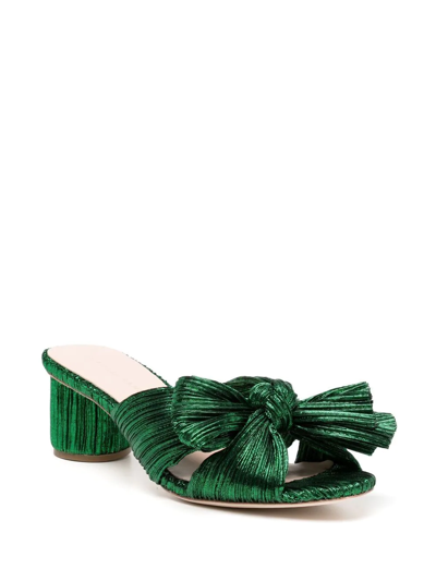 Shop Loeffler Randall Lamé Bow Sandals In Green