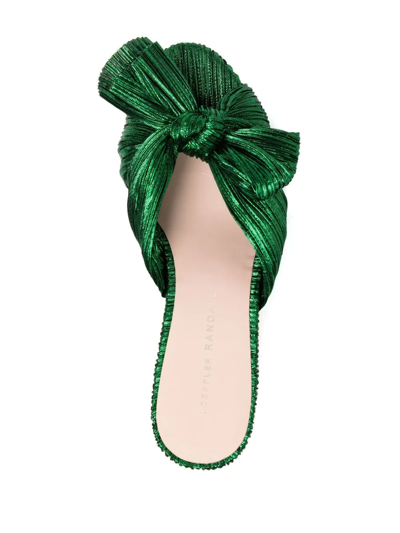 Shop Loeffler Randall Lamé Bow Sandals In Green