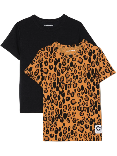 Shop Mini Rodini Set-of-two Leopard Print T-shirts In Black
