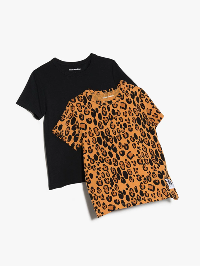 Shop Mini Rodini Set-of-two Leopard Print T-shirts In Black
