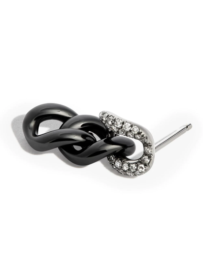 Shay 18kt Black Gold Diamond Chain Stud Earring In Black