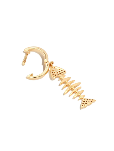 Shop Kamushki 18kt Yellow Gold Fishbone Diamond Hoop Earring