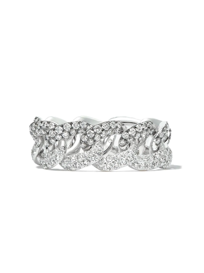 Shop Shay 18kt White Gold Diamond Link Ring In Silver