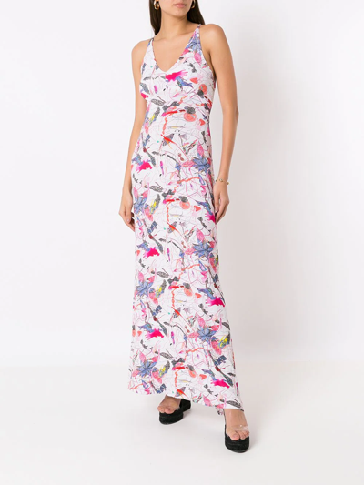 Shop Amir Slama Abstract-print Maxi Dress In Neutrals