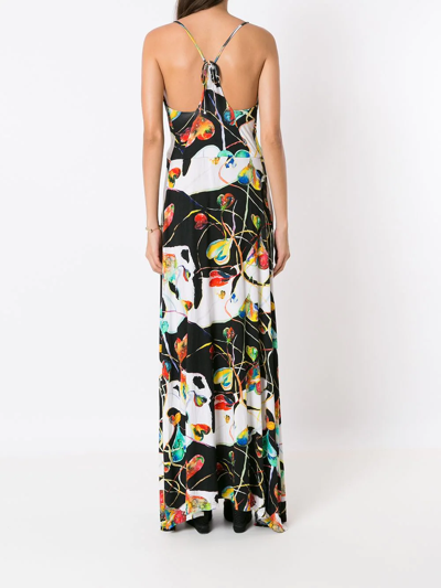 Amir Slama Graphic Heart-print Maxi Dress In Black