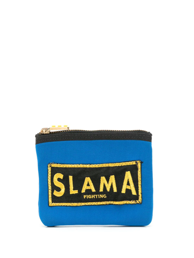 Shop Amir Slama Embroidered-logo Purse In Blue