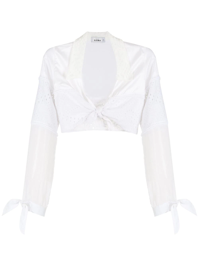 Shop Amir Slama Tie-front Cropped Shirt In White