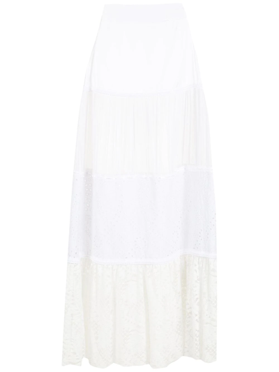 Shop Amir Slama Broderie-anglaise Full Skirt In White