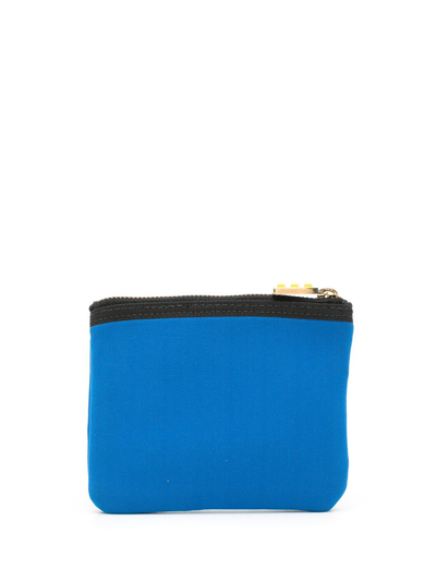 Shop Amir Slama Embroidered-logo Purse In Blue