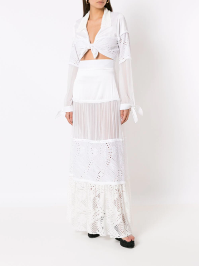 Amir Slama Tie-front Cropped Shirt In White