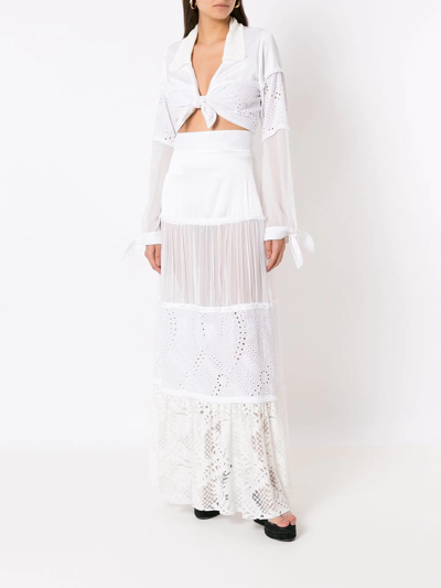 Shop Amir Slama Broderie-anglaise Full Skirt In White