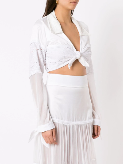 Shop Amir Slama Tie-front Cropped Shirt In White