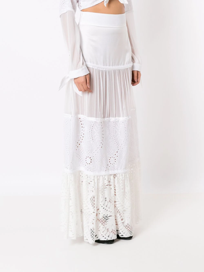 Shop Amir Slama Broderie-anglaise Full Skirt In White