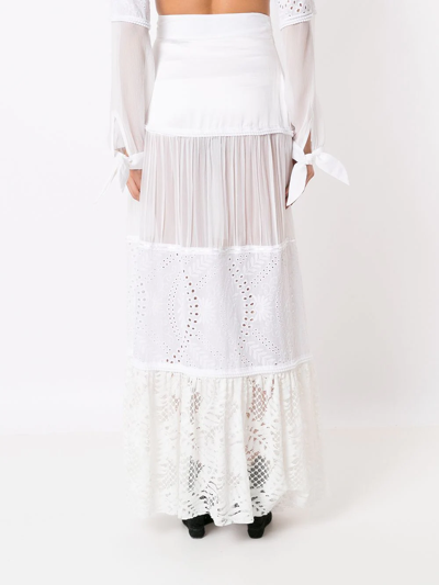 Shop Amir Slama Broderie-anglaise Full Skirt In White