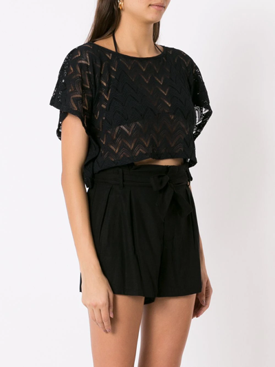 Shop Amir Slama Cropped-knitted Top In Black