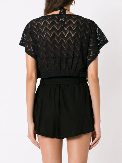 Shop Amir Slama Cropped-knitted Top In Black