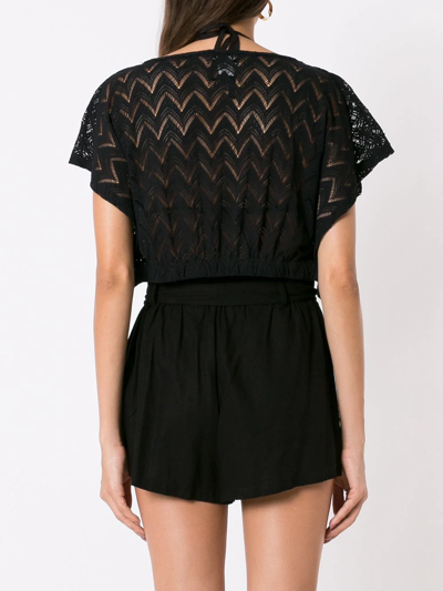 Amir Slama Cropped-knitted Top In Black