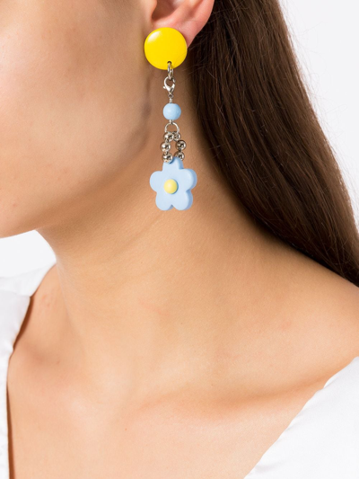 Shop Amir Slama Flower Drop Chain Earring Set In Multicolour