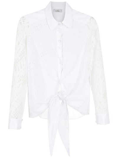 Shop Amir Slama Broderie-anglais Lace Panelled Shirt In White