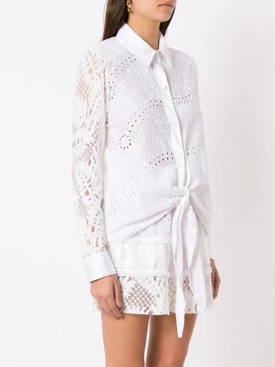 Shop Amir Slama Broderie-anglais Lace Panelled Shirt In White