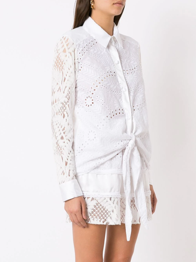 Amir Slama Broderie-anglais Lace Panelled Shirt In White