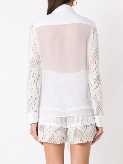 Shop Amir Slama Broderie-anglais Lace Panelled Shirt In White