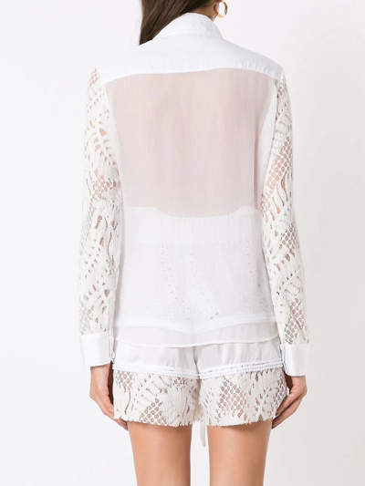 Amir Slama Broderie-anglais Lace Panelled Shirt In White