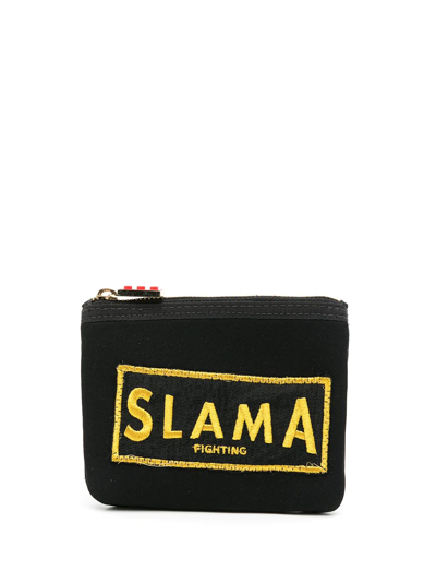 Shop Amir Slama Embroidered-logo Purse In Black
