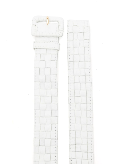 Shop Amir Slama Woven Leather Belt In White